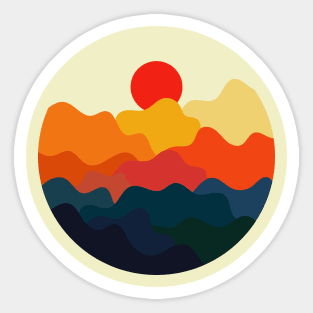 Minimalist Abstract Nature Art #43 Warm, Vibrant and Wavey Mountains Sticker